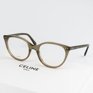 NEW Celine CL50068I 093 CELINE THIN Shiny Transparent Khaki Eyeglasses